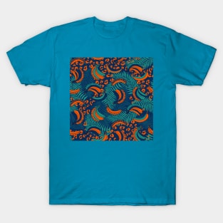 Orange and Teal Palms and Bananas T-Shirt